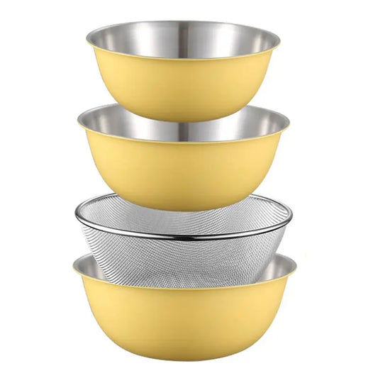 304 Stainless Steel Salad Mixing Bowl – Egg Beater, Dough and Food Prep Bowl for Kitchen Use
