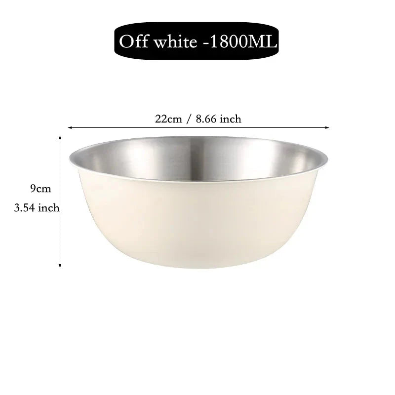 304 Stainless Steel Salad Mixing Bowl – Egg Beater, Dough and Food Prep Bowl for Kitchen Use