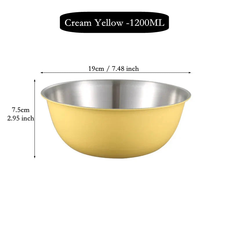 304 Stainless Steel Salad Mixing Bowl – Egg Beater, Dough and Food Prep Bowl for Kitchen Use