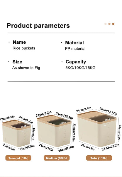 10KG Storage Container – Sealed Cereal, Pet Food, Rice, or Flour  Dispenser with Buckle