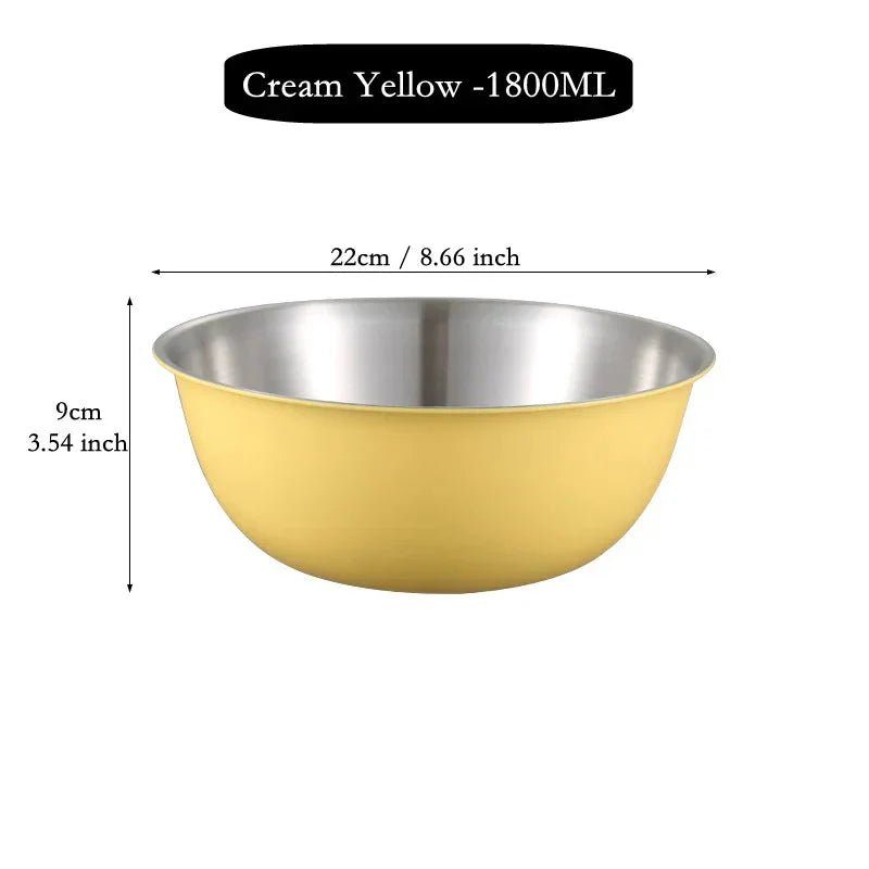 304 Stainless Steel Salad Mixing Bowl – Egg Beater, Dough and Food Prep Bowl for Kitchen Use