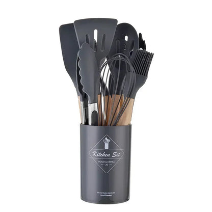 12-Piece Silicone Kitchen Utensil Set – Non-Stick Cooking Tools with Measuring Spoons