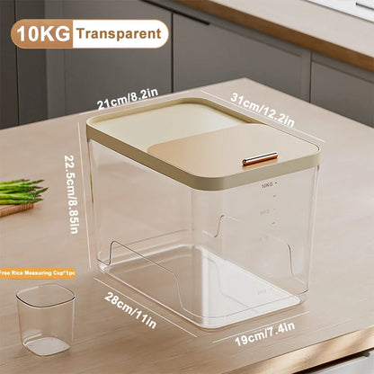 10KG Storage Container – Sealed Cereal, Pet Food, Rice, or Flour  Dispenser with Buckle