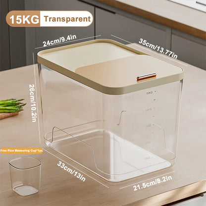 10KG Storage Container – Sealed Cereal, Pet Food, Rice, or Flour  Dispenser with Buckle