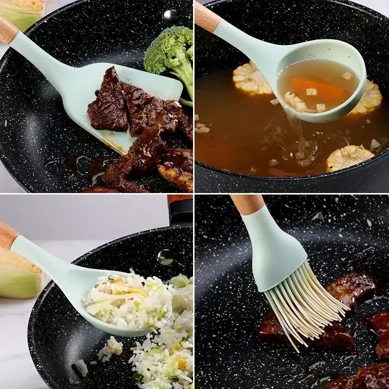 12-Piece Silicone Kitchen Utensil Set – Non-Stick Cooking Tools with Measuring Spoons